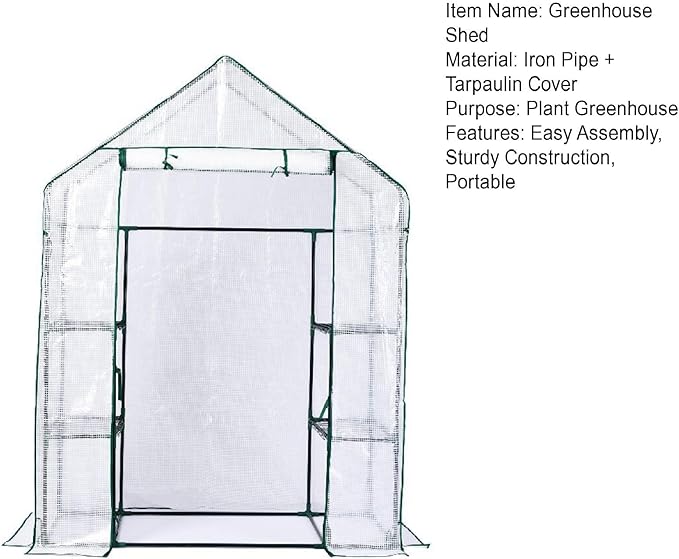 Walk-in Greenhouse with Roll-Up Door - Heavy Duty Portable Greenhouse Kit, 3-Tier Shelves Metal Frame for Courtyard/Balcony (56"x29"x77")