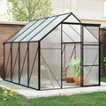6 ft x 8 ft Aluminum Frame Greenhouse for Outdoor Use with Sloped Roof and Sliding Door for Garden Plant Protection (Black 6 * 8FT)