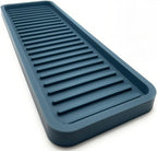 Happitasa Silicone Kitchen Sink Organizer Tray, Sponge Holder and Countertop Protector | Bathroom and Kitchen Soap Dish and Dispenser Tray (Smoky Blue, 12"x4", 9.2 Ounces)