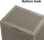 DRATO 34 Gallon Deck Boxes Resin Outdoor Storage Box UV Resistant Outside Deck Box with Lockable Lid for Patio Furniture（Grey，34 Gallon）