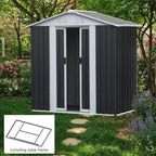 Heavy-Duty Outdoor Garden Shed with Aluminum Alloy Frame, Hinged Door, and Stable Foundation for Secure Storage (6x4 Feet Grey with Metal Base)