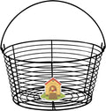 Colorful Metal Mesh Wire Egg Collecting Basket with Handle Portable Garden Vegetable Fruit Storage Lightweight Hanging Collector for Farmhouse Gathering Kitchen Picnic (Black, Large - 12")