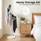Scarf Organizer Stand, 67" Freestanding Scarf Display Rack with 30 Rods, Metal Spiral Scarf Holder Belt Pants Hanger for Commercial Clothing Retail Store Home, Space Saving Shelves(White)