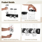 Dual-Headed Wall-Mounted Cereal Dispenser, 4.5L Large Capacity Dry Food Dispenser, Wall Mounting Candy Dispenser, Clear Wall Grain Dispensing Canister, Kitchen Dispenser for Coffee Beans, Nuts, Snacks