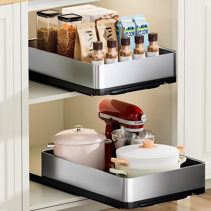 Ewaiira Dish Drying Rack, 304 Stainless Steel Pull Out Organizer for Kitchen Counter, Space Saving Kitchen Organizer (1-Tier Black Pull Out Rack)
