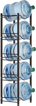 SEHERTIWY 5 Gallon Water Jug Holder Water Bottle Storage Rack, 5 tier water cooler jug rack, 5 gallon water jug stand, 5 Gallon Water Bottle Holder(5 Tier, Dark Brown)