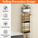 Towel Racks for Bathroom 39.9 Inch Wall Mounted Towel Rack with Shelf, Bathroom Towel Storage Holds 6 Large Rolled Towels, Metal Wall Towel Rack, Black