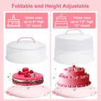Bundt Cake Carrier, 13.5"Pink Cake Carrier with Lid Handle Turntable and Cupcake Holder, Portable Cake Transport Container, Perfect Gifts for Transporting Cakes, Pies, Cupcakes, Nuts, Fruits