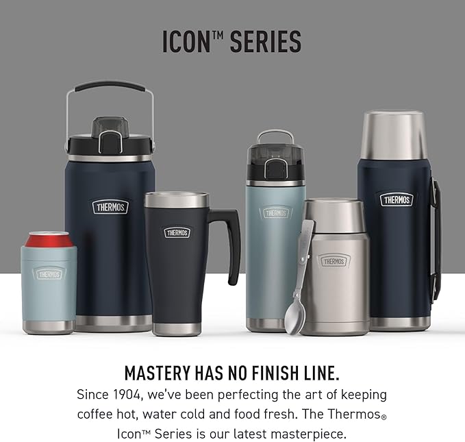 THERMOS ICON Stainless Steel Food Jar with Spoon, 16 Ounce, Matte Stainless