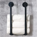 HouseAid Industrial Pipe Towel Rack, Farmhouse Bathroom Towel Storage Holder, Vintage Style Towel Organization, Wall Mounted, Matte Black