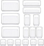 16 Pack Drawer Organizer Set, 4-Size Desk Drawer Organizer Fridge Storage Trays Containers Organization Food Storage Snack Organiser Storage Bins for Makeup Kitchen Utensils Gadgets Office