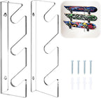 Acrylic Skateboard Wall Mount Display Rack, 3 Tier Horizontal Skateboard Storage Hanger, Space Saving for Secure Storage of Skateboards, Snowboards, Longboards, Easy to Install