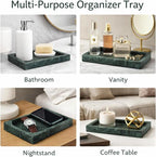Natural Green Marble Tray for Bathroom | Kitchen | Vanity | Desktop, Stone Organizer for Coffee Table, Dresser, Nightstand, Candles, Soap, Towel, Plant, Jewelry (12" x 8"), Rectangular