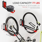 2-Pack Swivel Bike Rack Wall Mount, Bike Hangers for Garage, Space-Saving Vertical Bike Holder, Holds up to 77 lbs, Bicycle Wall Hanger Storage, No Heavy Lifting Required Indoor Hanging Bike Rack-Red
