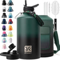 1 Gallon Water Bottle Insulated | Thickened Stainless Steel Vacuum Metal Water Jug | Portable Sports Large for Gym and Hiking with Straw, Carrier Bag, Handle Strap | BPA-Free 128 oz