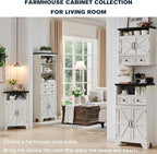 ACCOHOHO Corner Bathroom Cabinet, Farmhouse Small Corner Cabinet with Barn Door & Adjustable Shelf, Storage Cabinets for Bathroom, Kitchen, Living Room, Off White