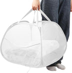 Collapsible Laundry Basket, 90L Large Foldable Mesh Pop Up Hamper for Laundry, Dirty Clothes, Bedroom, Bathroom, Dorm, Laundry Room, Travel, Camping, White
