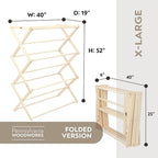 Pennsylvania Woodworks Premium American Maple Clothes Drying Rack - Handcrafted in Pennsylvania - Solid Wood Construction, Collapsible, Eco-Friendly Laundry Solution (X-Large)