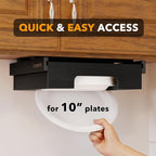 SpaceAid 10-inch Paper Plate Dispenser (Need 11.3 Inches Deep Cabinet Space) Under Cabinet Bamboo Plates Holder, Kitchen Vertical Dipensers Caddy, Black
