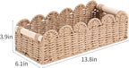 Bathroom Basket Organizer Toilet Paper Storage Basket Rectangle Basket with 2 Wooden Handle Wicker Storage Baskets for Shelves Back of Toilet Baskets Natural