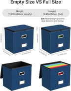 Oterri File Organizer Boxes with Lids, File Box with Mesh Pockets, Document Organizer Box for Letter Size Folders, Zippers Important Document Organizer (Dark Blue, Small-1 Pack Without Folders)