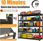 45''W/20''D Garage Shelving Heavy Duty 4-Tier Adjustable Storage Shelves Unit,2800 LBS Metal Utility Rack Shelf for Industries, Warehouses, Basement,Black (54.3''H x 45.3''W x 19.7''D)