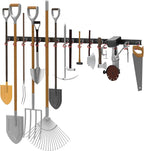 WALMANN All Metal 64 Inch Wall Mount Garden Tool Organizer for Garage, Mop and Broom Holder, Yard Tool Storage Rack for Rake, Shovel, Spade, Mop, Broom(4 Rails, 16 Hooks)