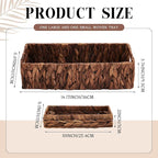 2 Pcs Toilet Paper Basket for Back of Toilet Wicker Water Hyacinth Basket Topper and Vanity Tray Set with Built-in Handles for Paper Hand Towel, Bathroom, Home, Spa(Dark Brown)