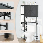 Bamboo Over The Toilet Storage, Above Toilet Organizer Storage Shelf Stand, Tall Freestanding Behind Toilet Rack, Tiered Bathroom Space Saver Shelving, Easy Assembly (Black)