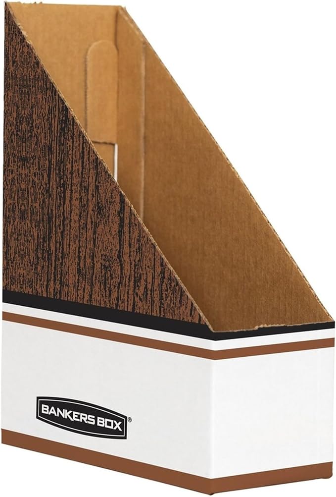 Bankers Box Magazine File Holders, Oversized Letter, Wood Grain, 12 Pack (07224)