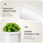 Cesun Toilet Paper Storage Bin, Enclosed Toliet Paper Holder with 3-Roll Capacity, White Stainless Steel Canister with Decorative Green Plant Lid