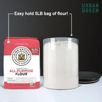 Urban Green Glass Jars with Black Lids, Glass Food Storage Canister with black lids, Pantry Flour Jars, Large Size Food Storage Containers set (2 Sets of 100oz)