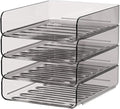 4-Tier Acrylic Paper Tray Organizer | Clear Stackable Desk Organizer for Documents, Letters, A4 Paper | Modern Office/Classroom/Home Organization,Brown