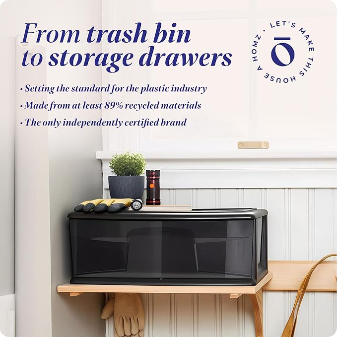 HOMZ 2-Pack 1-Drawer Storage Cart, Plastic Container with Smoke Tint, 15" Wide Body, Black Frame - Organizing Drawer Containers for Home, Bathroom, Bedroom, Office, and Classroom