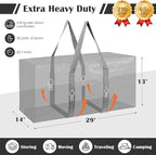 6 Pack Extra Heavy Duty Large Moving Bags with Reinforced Zipper & Wide Handles, Waterproof Storage Bins for Clothes, College Dorm, Travel, and Home Organization, Gray