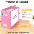 BALEINE File Organizer Box, Cardboard File Folder Organizer with Handle for Letter Size, Portable Collapsible Hanging Filing Box for Home Office Document Storage (4 Pack, Pink)