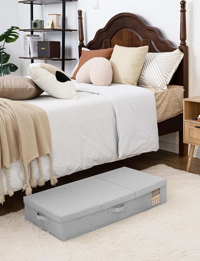 StorageWorks 2-Pack Under Bed Storage Bins with Lids, Underbed Storage Containers with Handles and Label Holder, Closet Organizer for Clothes, Blankets, Sweater