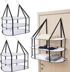 CINPIUK 2 Pcs 3-Tier Sweater Drying Rack Over The Door, Foldable Mesh Hanging Dryer Flat with Hooks, Large Breathable Laundry Drying Hanger, Clothes Lay Flat Dryer for Apartments Dorms Bathrooms