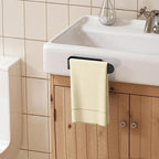 Adhesive Towel Holder, Self Adhesive Hand Towel Racks for Bathroom Wall Mounted, 8 Inch Square Hand Towel Bar Stick on Wall for Kitchen Cabinet RV, Black