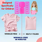 For Kids Ages 1–7 (Up to 48″/120cm) – Mini Kids Clothes Folding Board, Shirt Folder, Compact Laundry Organizer for Small Sizes, Portable Clothes Folder (Magenta)