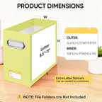 BALEINE File Organizer Box, Cardboard File Folder Organizer with Handle for Letter Size, Portable Collapsible Hanging Filing Box for Home Office Document Storage (2 Pack, Yellow)