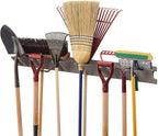 Suncast Wall-Mounted Long-Handled Garden-Tool Hanger, 4-Foot Storage Rack for Rakes, Shovels, and Brooms, Holds 12 Tools, 120 lb Capacity