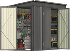 Patiowell 8x4 FT Outdoor Storage Shed, Metal Tool Sheds with 3 Doors, Black