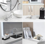 Gurygo 8" Ceramic Bathroom Vanity Tray for Kitchen Counter - Kitchen Soap Tray - Rectangular Ceramic Trays for Bathroom - Porcelain Large Serving Trays (Marble, Set/1)