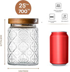 24oz Vintage Glass Jar With Lid, Glass Storage Containers, Airtight Kitchen Storage Containers For Sugar, Coffee, Tea, Spice, Flour, Candy Cookie, Pasta, Cereal, Cute Decorative Jars