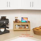 Wood Bread Box for Kithcen Countertop, Rustic Breadox Storage Container for Homemade Bread, Small Compact Bread Keeper Holder Organizer with Window (Natural Bamboo)