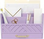 BLU MONACO | Wooden Mail Organizer Countertop with Drawer | Tabletop Organizer with Drawers for Desk | Mail Sorter Organizer Countertop Letter Paper Holder