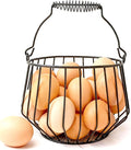 Wire Egg Basket for Gathering Fresh Eggs 24 Capacity Vintage Chicken Coop Basket with Handle for Farmhouse Kitchen Countertop and Rustic Easter Egg Display