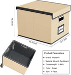 Huolewa File Organizer Box with Lid, Collapsible File Folder Organizer for Office Document Storage, Filing Box with Plastic Slide for Letter Size Hanging File Folders(1 Pack, Brown)