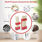 2 PACK Acrylic Straw Holder for Cabinet Doors, Reusable Straw Organizer with Ultra-Sticky Adhesive, Small Kitchen Accessories Container, Fits Both Short & Long Straws (Red)
